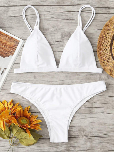 Adjust Strap Triangle Bikini Set-swimwear-Des Mess