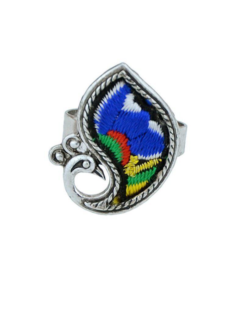 Blue Handmade Embroidery Animal Peacock Fingr Rings-jewelry-Des Mess
