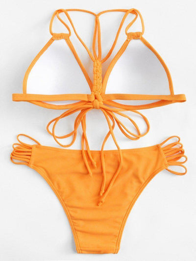 Woven Detail Strappy Bikini Set-swimwear-Des Mess