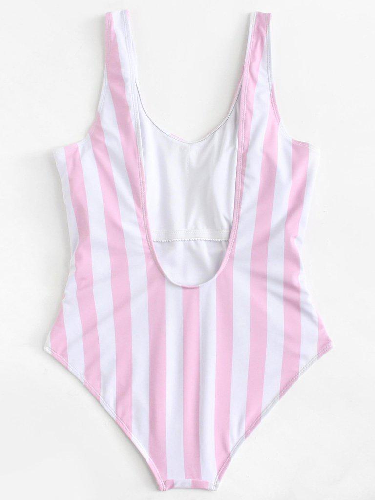 Ruched Detail Low Back Striped Swimsuit-swimwear-Des Mess
