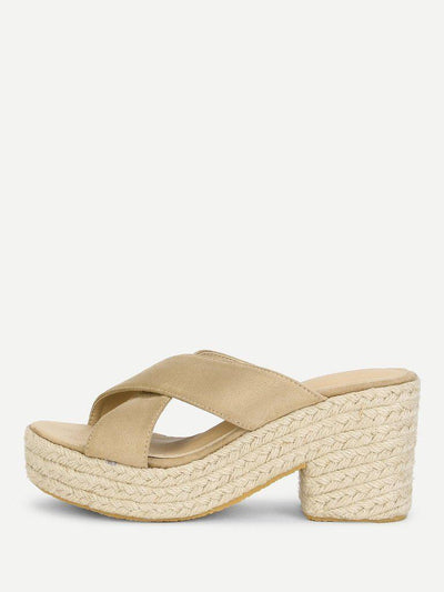 Criss Cross Suede Wedge Sandals-shoes-Des Mess
