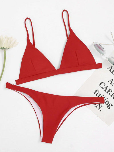 Adjustable Strap Triangle Bikini Set-swimwear-Des Mess