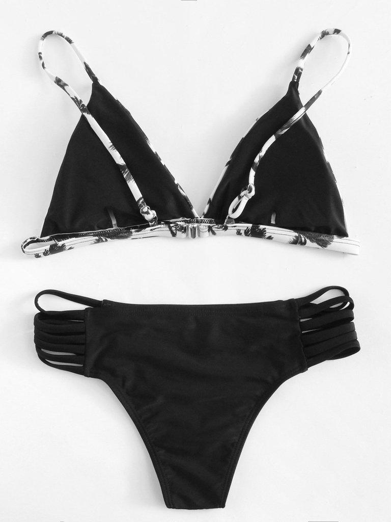 Ladder Cut Palm Print Bikini Set-swimwear-Des Mess