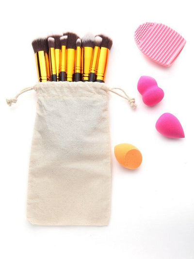 Makeup Tool Set With Puffs And Makeup Brushes-makeup-Des Mess