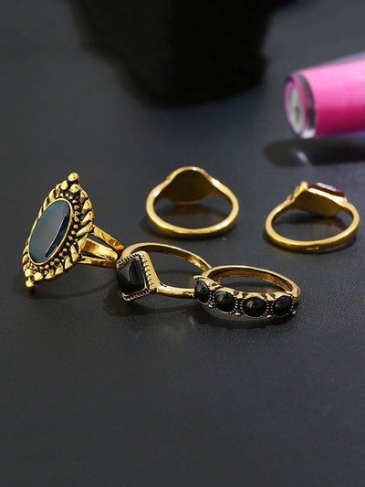 Mixed Stone Ring Set 5pcs-jewelry-Des Mess