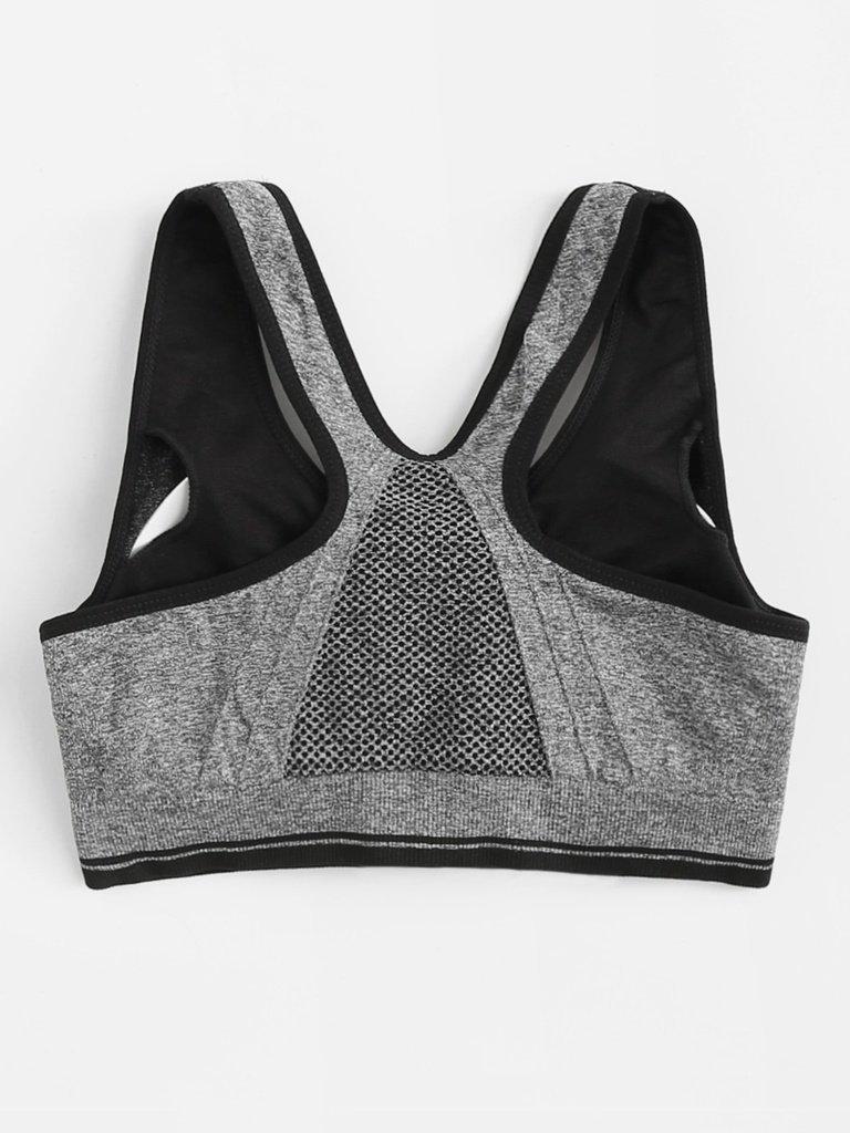 Zipper Front High Impact Sports Bra-sportswear-Des Mess