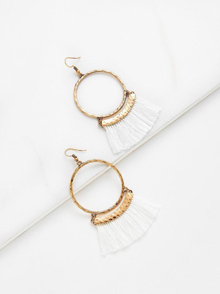 Fringe Tassel Hoop Drop Earrings-jewelry-Des Mess