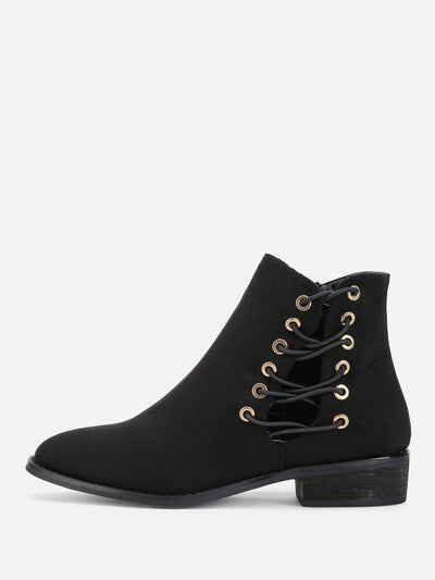 Criss Cross Strap Side Suede Ankle Boots-shoes-Des Mess