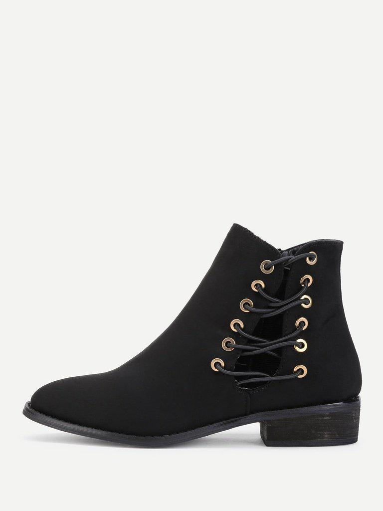 Criss Cross Strap Side Suede Ankle Boots-shoes-Des Mess