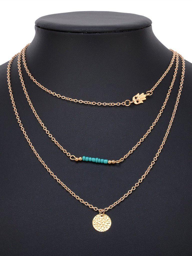 Flat Disc Multi Layer Necklace-jewelry-Des Mess