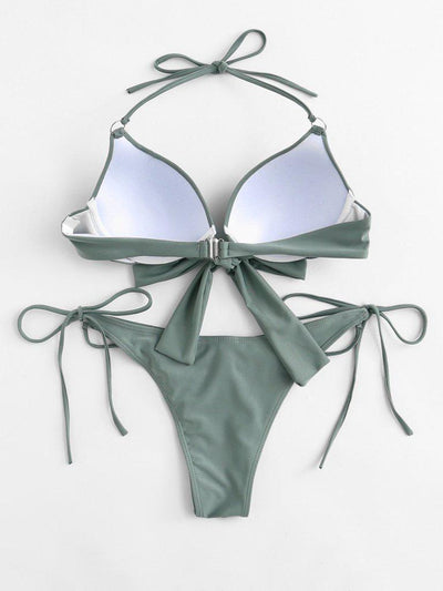Crossover Bow Tie Bikini Set-swimwear-Des Mess