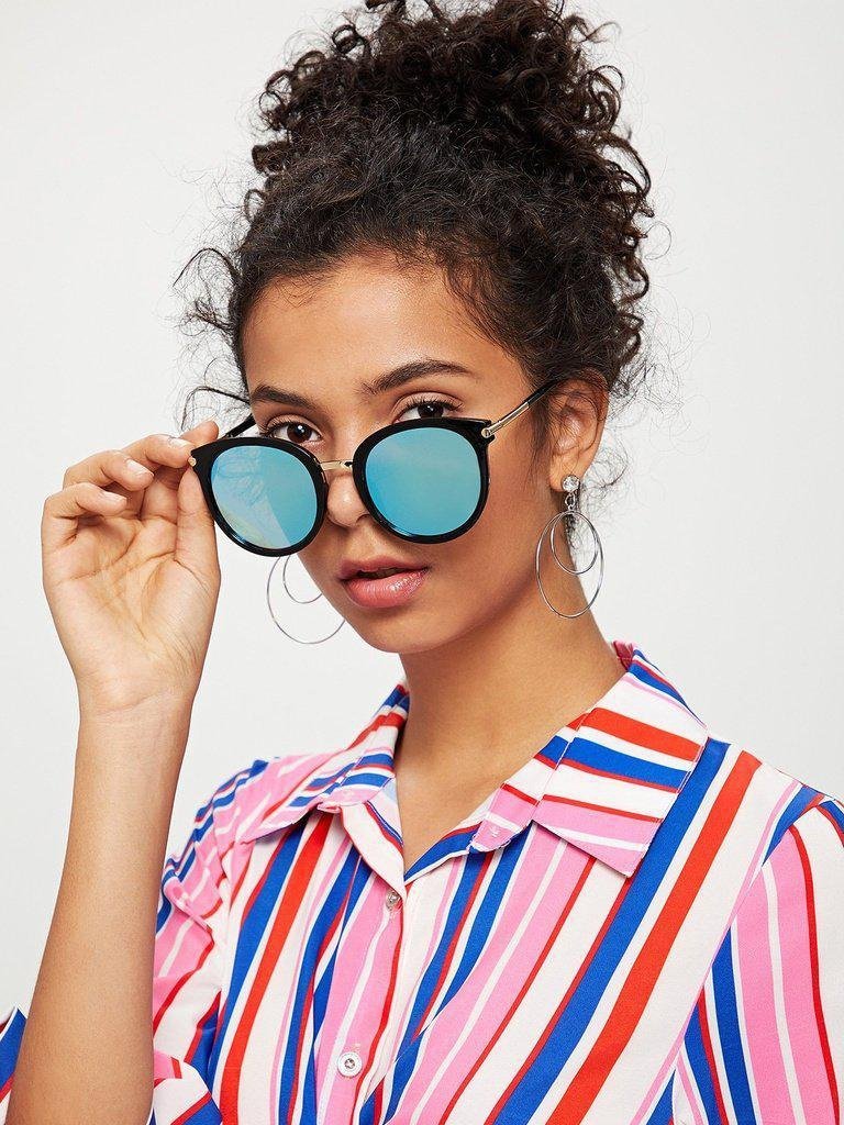 Two Tone Frame Flat Lens Sunglasses-accessories-Des Mess