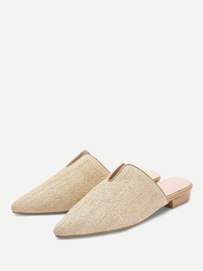Pointed Toe Woven Mule Flats-shoes-Des Mess
