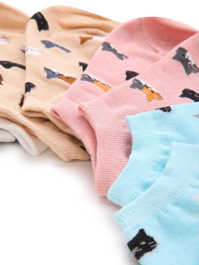 Cat Print Invisible Socks 5pairs-accessories-Des Mess