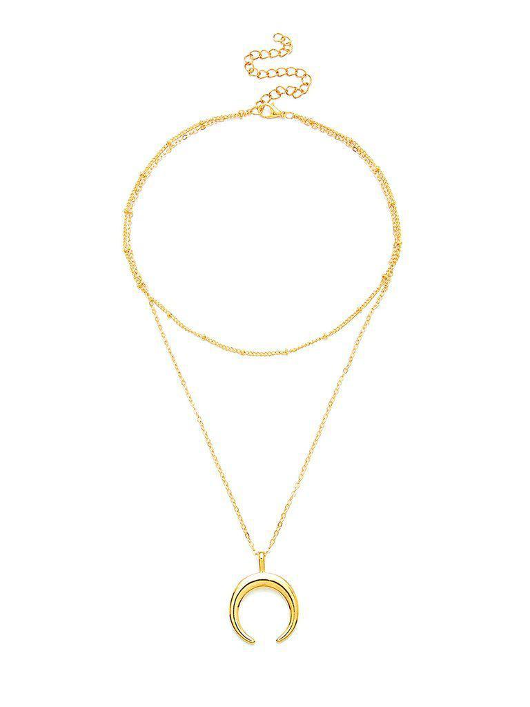 Metal Horn Pendant Layered Chain Necklace-jewelry-Des Mess