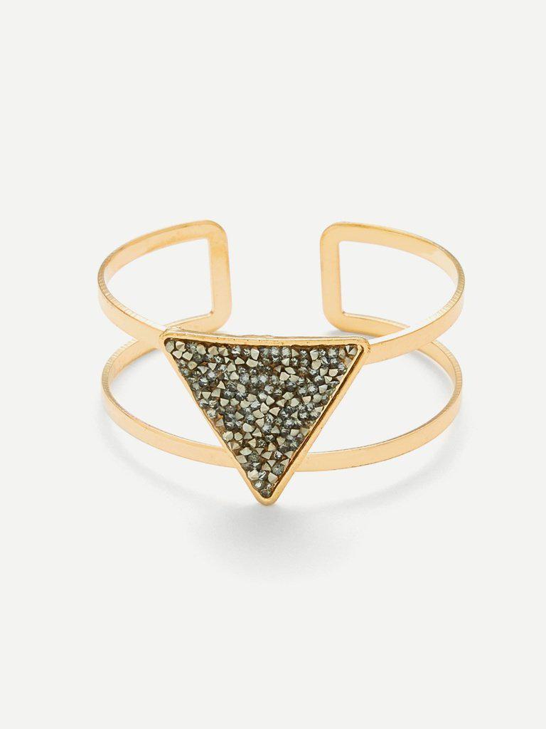 Glitter Stone Open Cuff Bangle--Des Mess