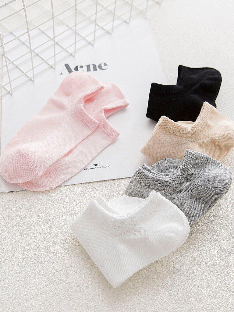 Plain Invisible Socks 5Pairs-accessories-Des Mess