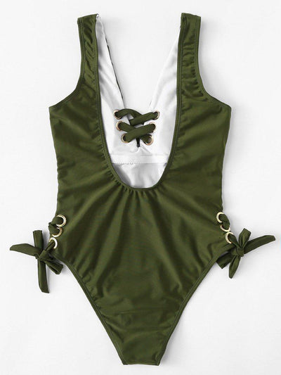 Lace Up Swimsuit-swimwear-Des Mess