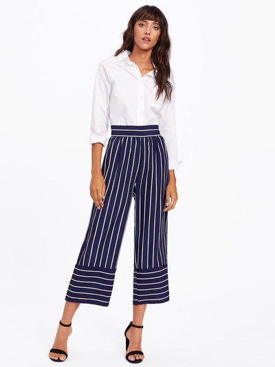 Striped Wide Leg Pants-bottom-Des Mess