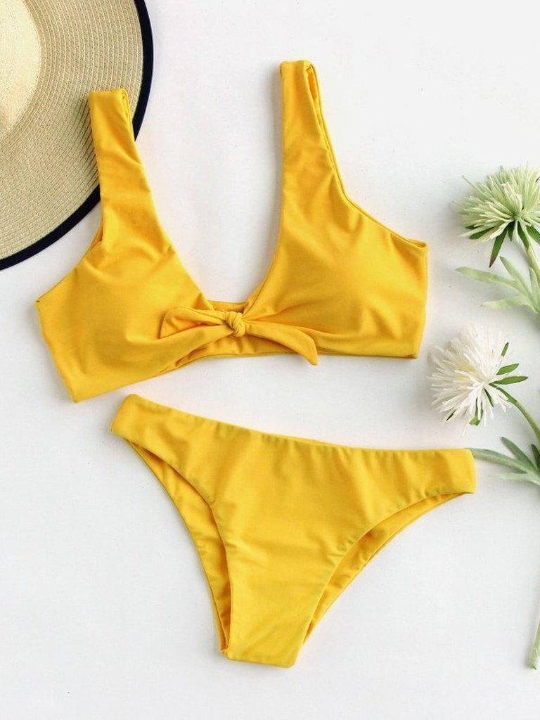 Knot Front Bikini Set-swimwear-Des Mess