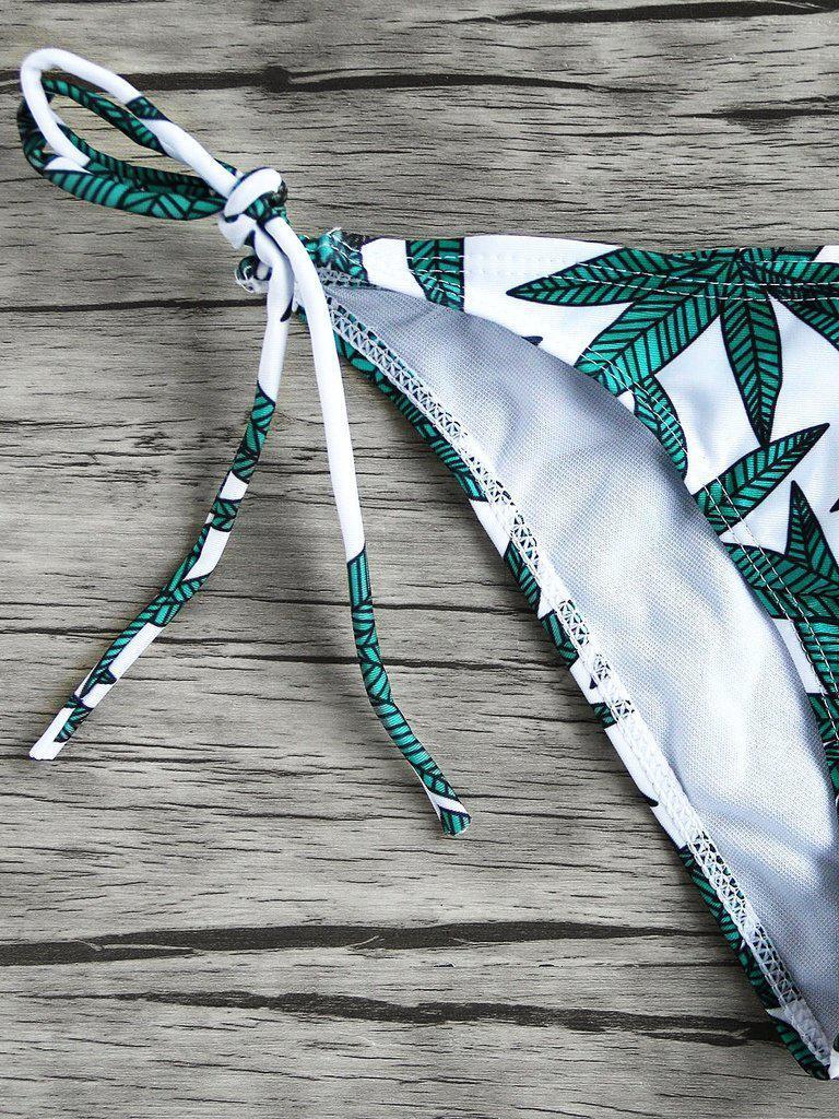 Leaf Print Triangle Bikini Set-swimwear-Des Mess