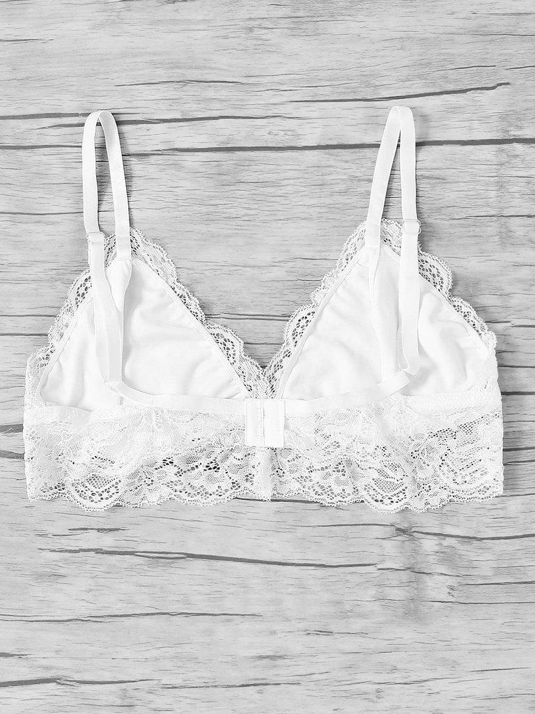 Lace Trim Triangle Bralette-lingerie-Des Mess