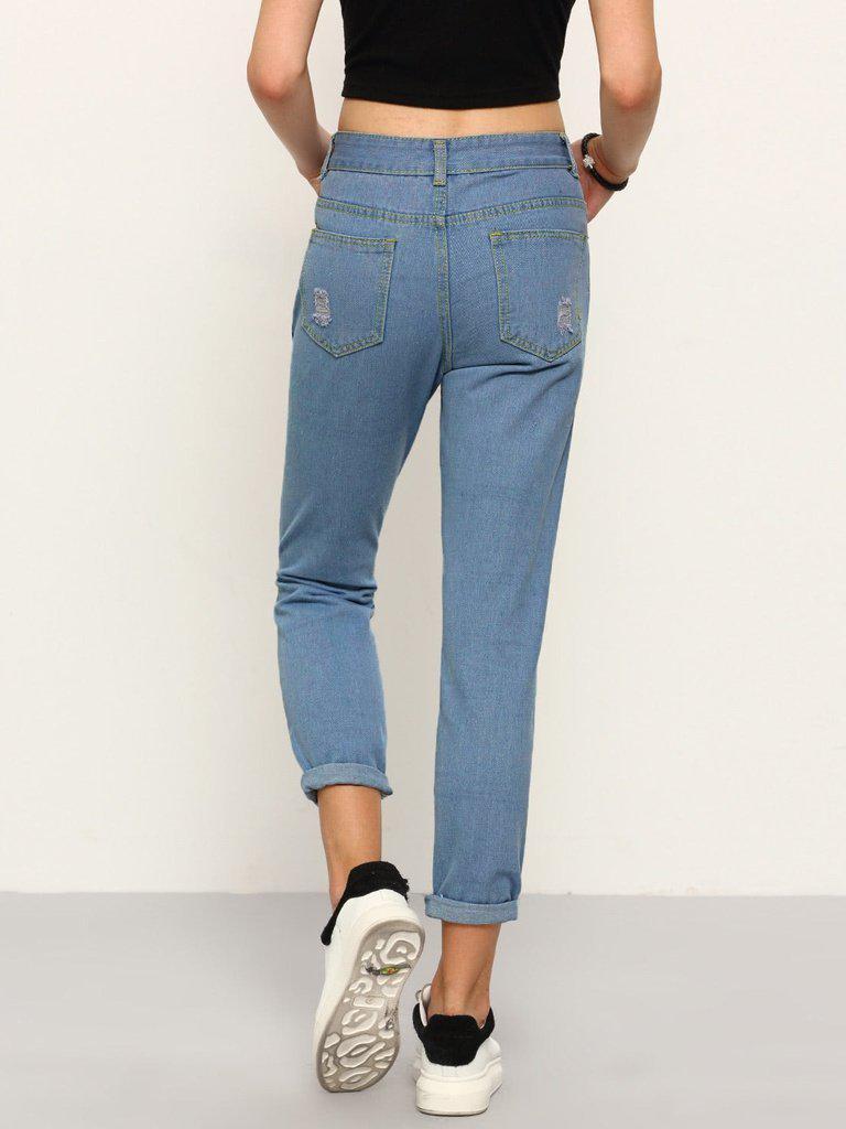 Ripped Straight Leg Jeans-bottom-Des Mess