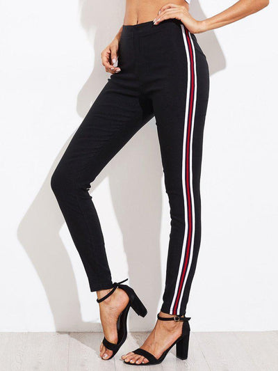 Side Striped Skinny Pants-bottom-Des Mess
