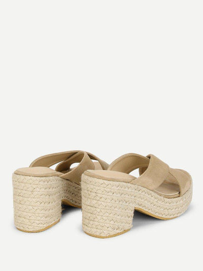 Criss Cross Suede Wedge Sandals-shoes-Des Mess