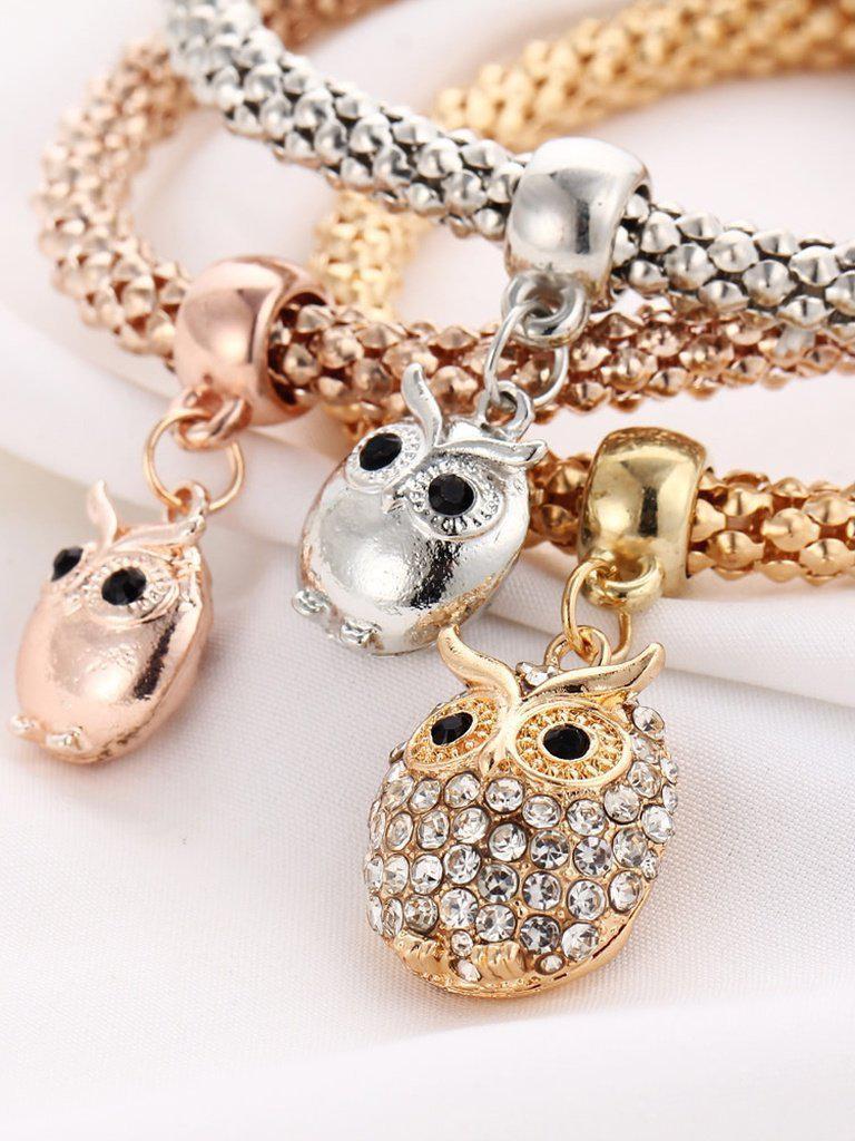 Multicolor Owl Charm Bracelet 3Pcs--Des Mess