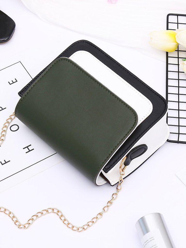 Color Block Flap Chain Bag-accessories-Des Mess