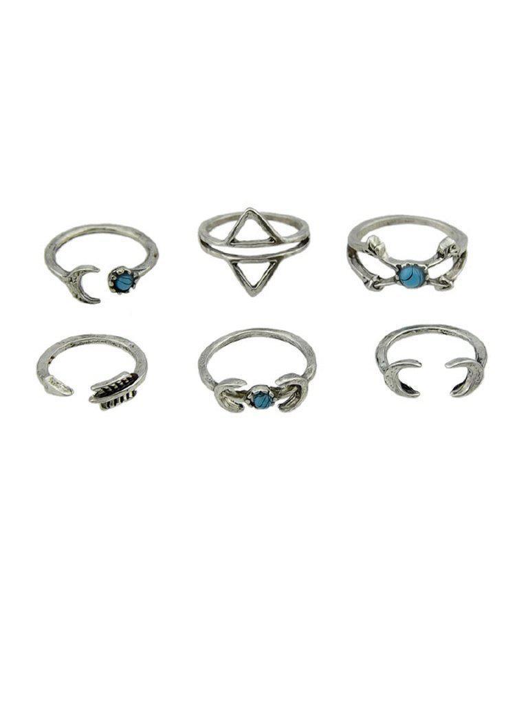 6 Pcs/Set Moon Horn Shape Knuckle Rings-jewelry-Des Mess