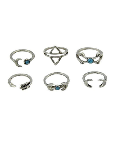 6 Pcs/Set Moon Horn Shape Knuckle Rings-jewelry-Des Mess