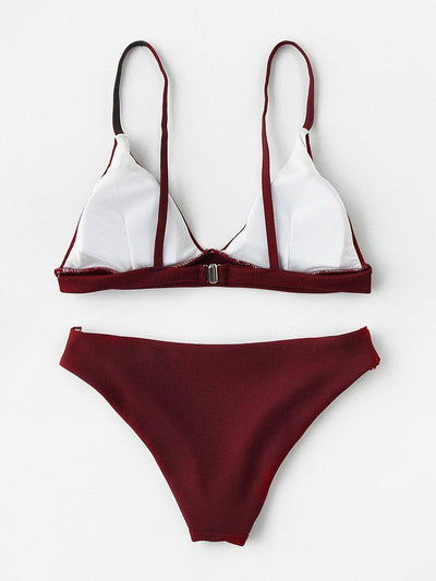 Seam Detail Triangle Bikini Set-swimwear-Des Mess