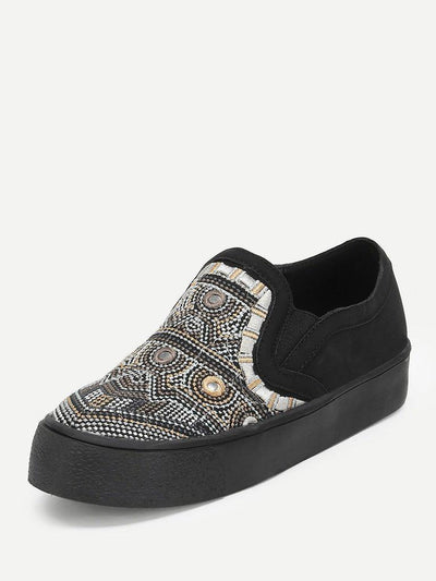 Geometric Pattern Low Top Sneakers-shoes-Des Mess