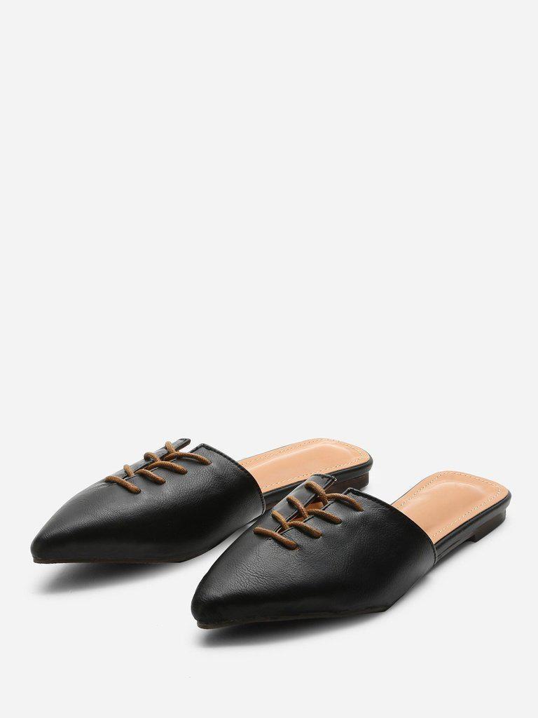 Pointed Toe Flat Mules-shoes-Des Mess