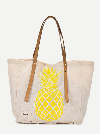Pineapple Print Tote Bag-accessories-Des Mess