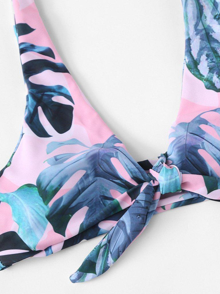Knot Front Tropical Bikini Set--Des Mess