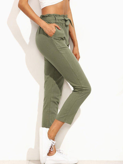 Frill Tie Waist Pants-bottom-Des Mess