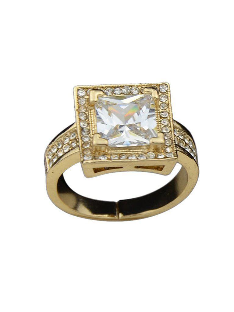 Gold Color Imitation Crystal Big Band Rings-jewelry-Des Mess
