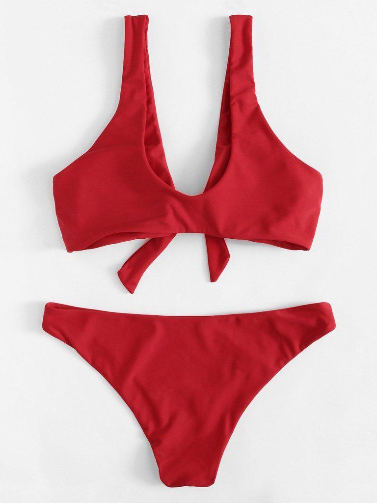 Knot Front Bikini Set-swimwear-Des Mess