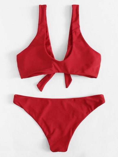 Knot Front Bikini Set-swimwear-Des Mess