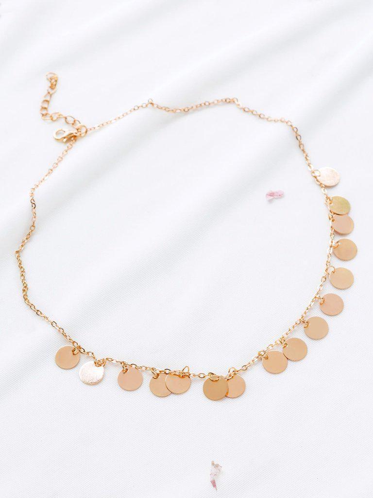 Gold Coin Fringe Statement Necklace-jewelry-Des Mess