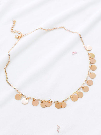 Gold Coin Fringe Statement Necklace-jewelry-Des Mess