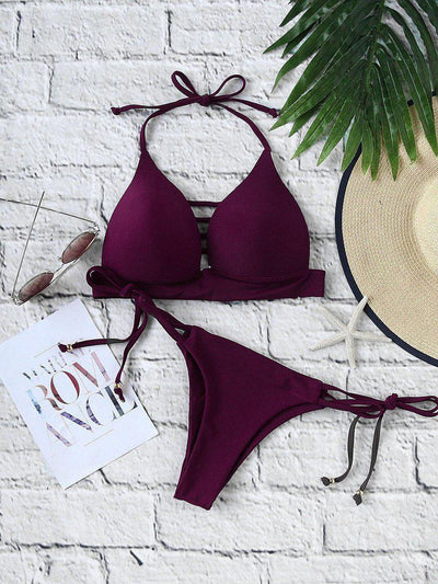 Ladder Cutout Side Tie Bikini Set--Des Mess
