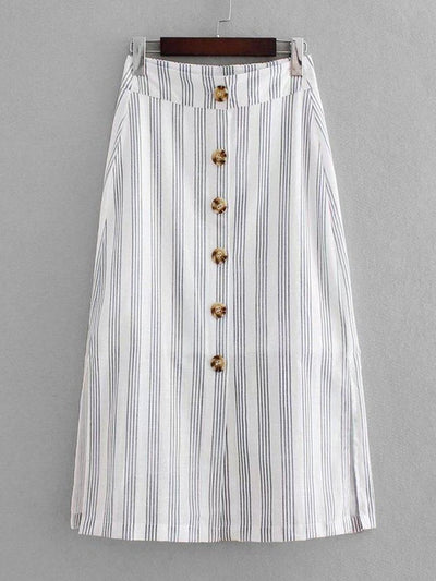 Button Through Slit Side Skirt-bottom-Des Mess