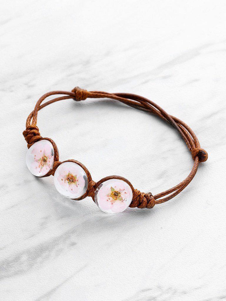 Glass Flower Design Knot Bracelet--Des Mess