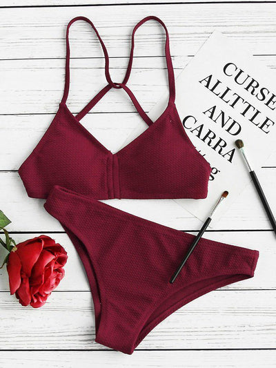 Push Up Strappy Back Bikini Set-swimwear-Des Mess