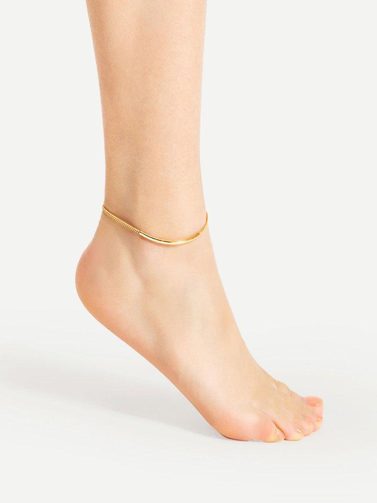 Bar Design Chain Ankle Bracelet-jewelry-Des Mess