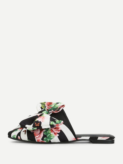 Bow Detail Floral Print Flats-shoes-Des Mess